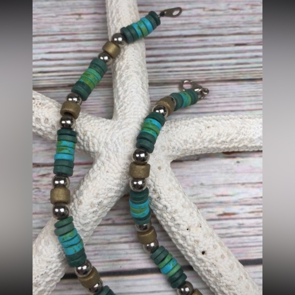 NEW Coconut Shell Coco Heishi Disk Beads & Silver Tone Unisex Necklace Hippie - Picture 5 of 13